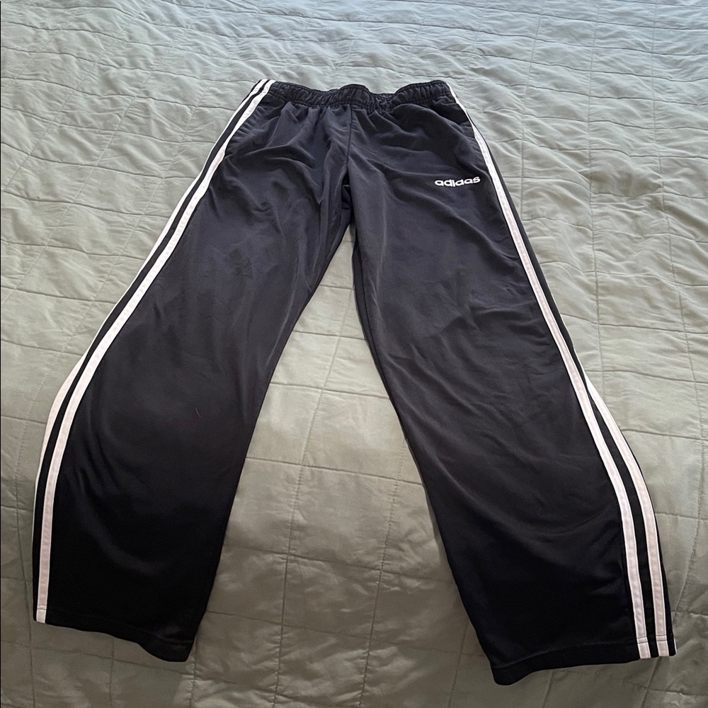 Adidas Kids Black Joggers with White Stripes